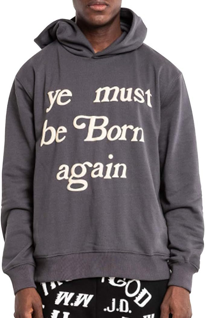 Blueskybioy Ye Must Be Born Again Hoodie Hip Pop Graphic Print Fashion Long Sleeve Heavyweight Hooded Sweatshirt