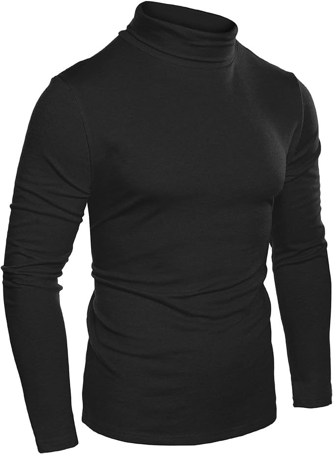Men's Slim Fit Basic Turtleneck T Shirts Casual Knitted Pullover Sweat