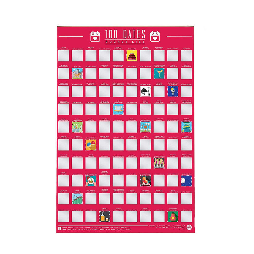 100 Dates To Go On Scratch Off Bucket List Poster