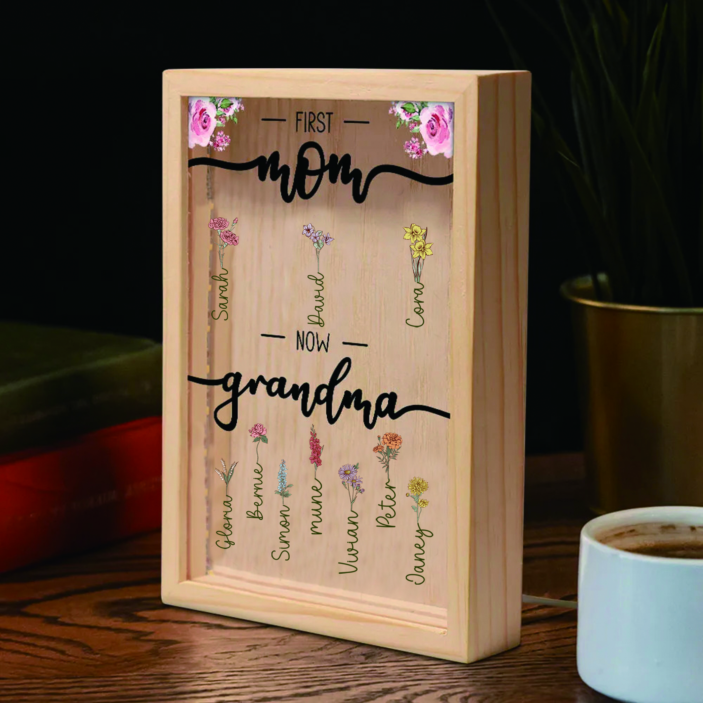 First Mom Now Grandma - Personalized Frame Light Box