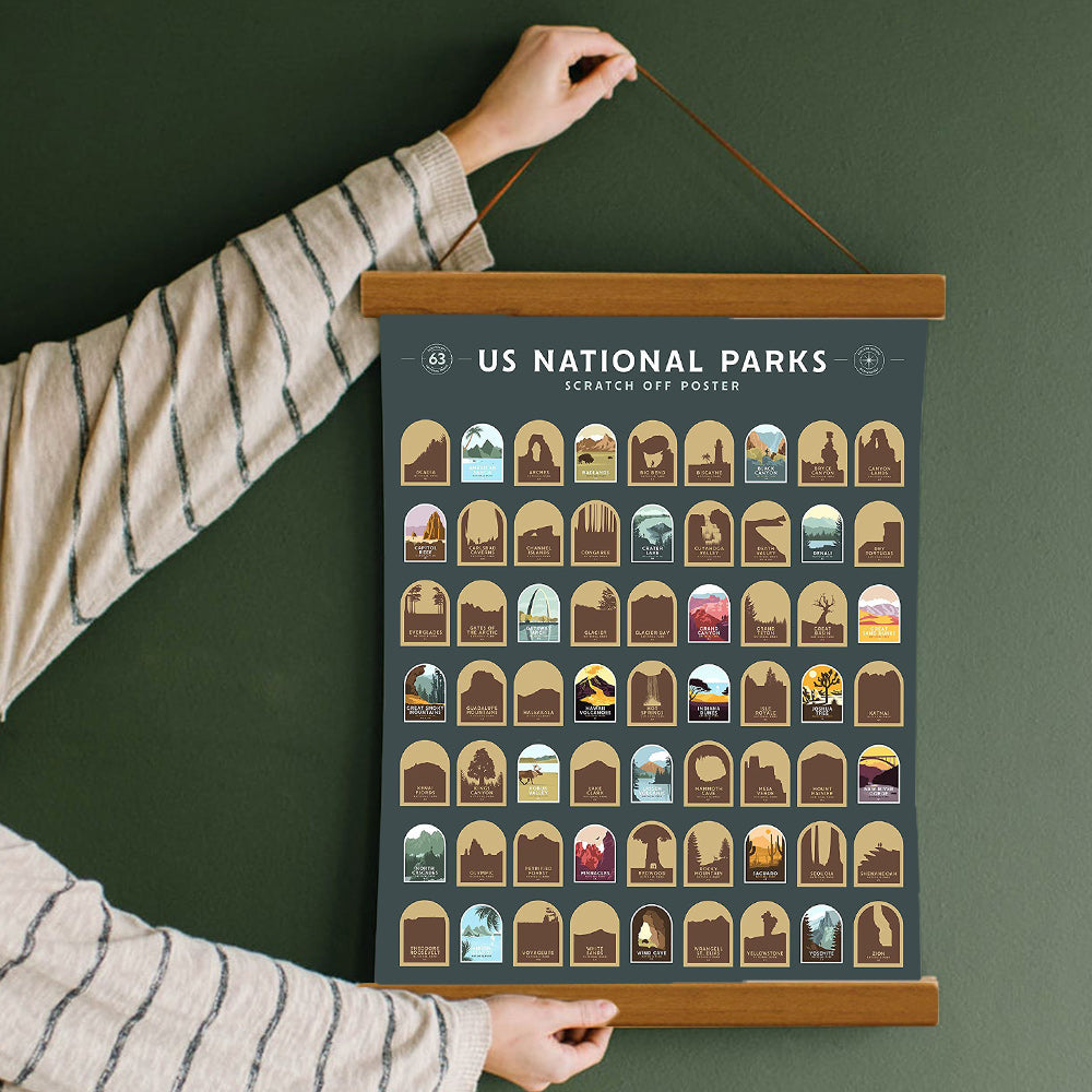 US National Parks Scratch Off Poster - All 63 US National Parks