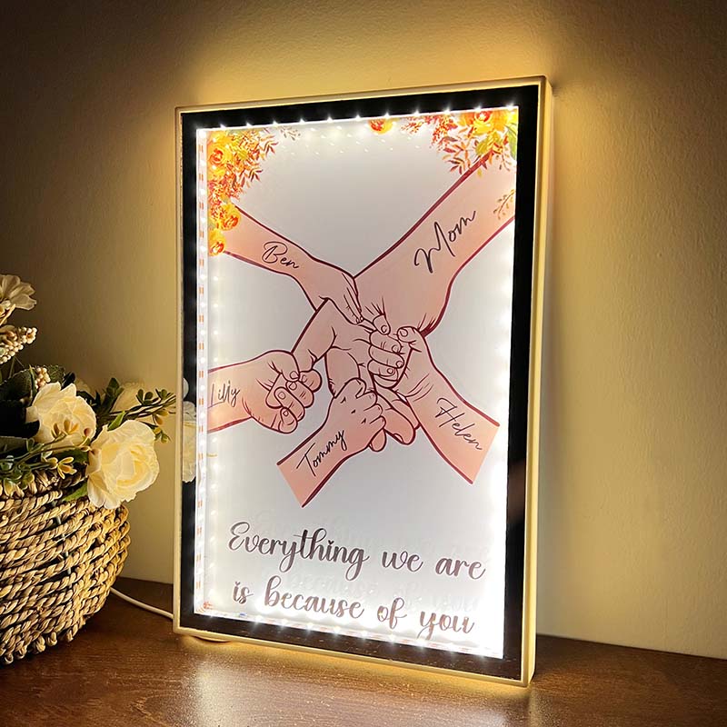 Mom Everything We Are Is Because Of You - Personalized Frame Light Box