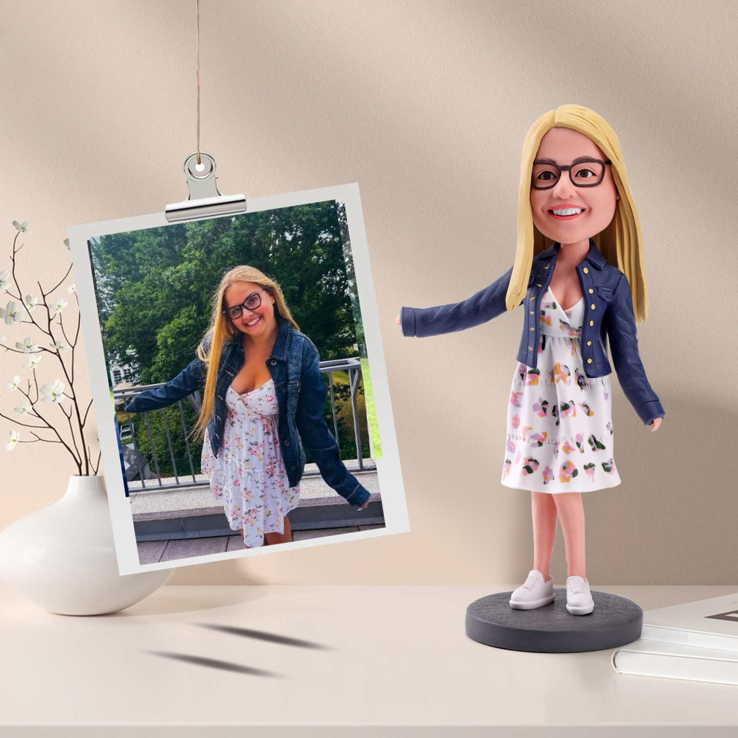 Fully Customizable Female 1 person Custom Bobbleheads With Engraved Text