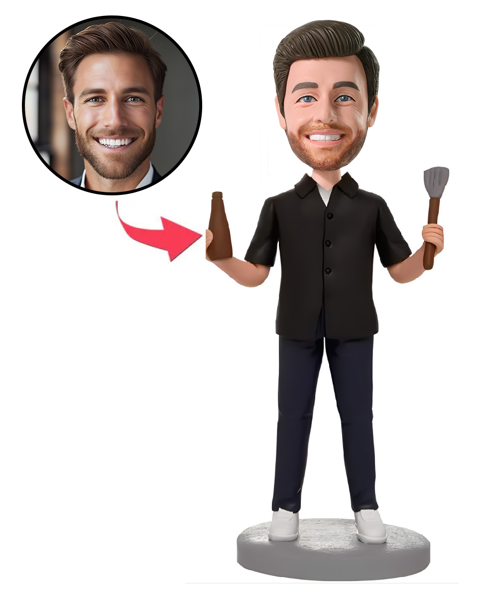 Male Pastry Chef Custom Bobblehead With Engraved Text