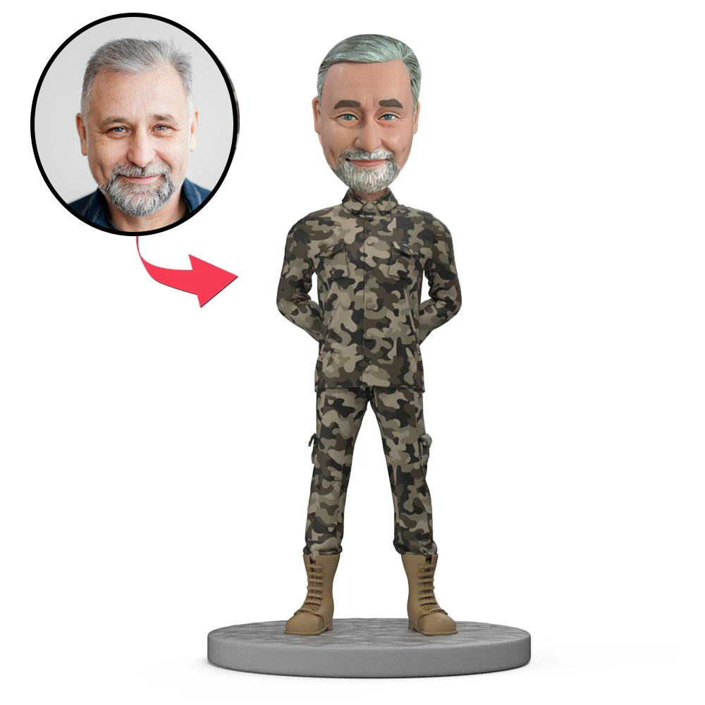 Custom Military Bobblehead  Army Soldier in Uniform