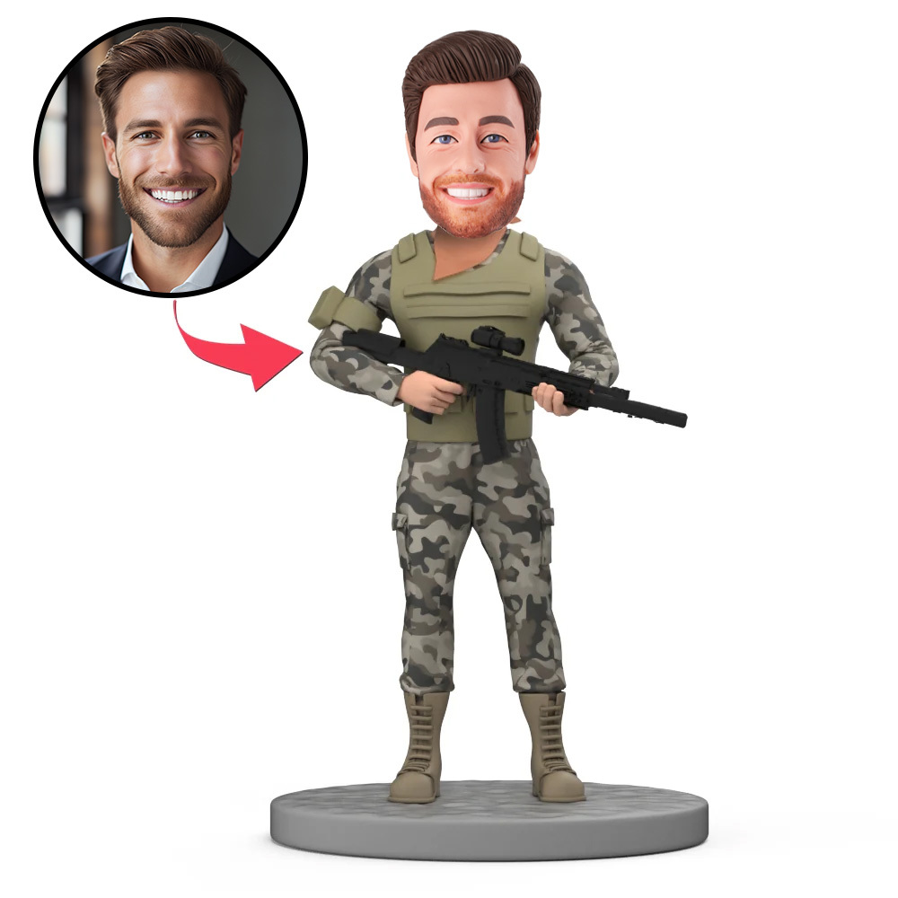 Custom Military Bobblehead Special Forces With A Gun