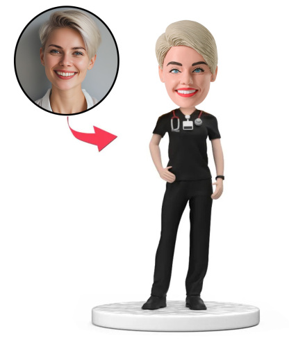 Female Doctor in Lab Coat with Stethoscope Custom Bobblehead