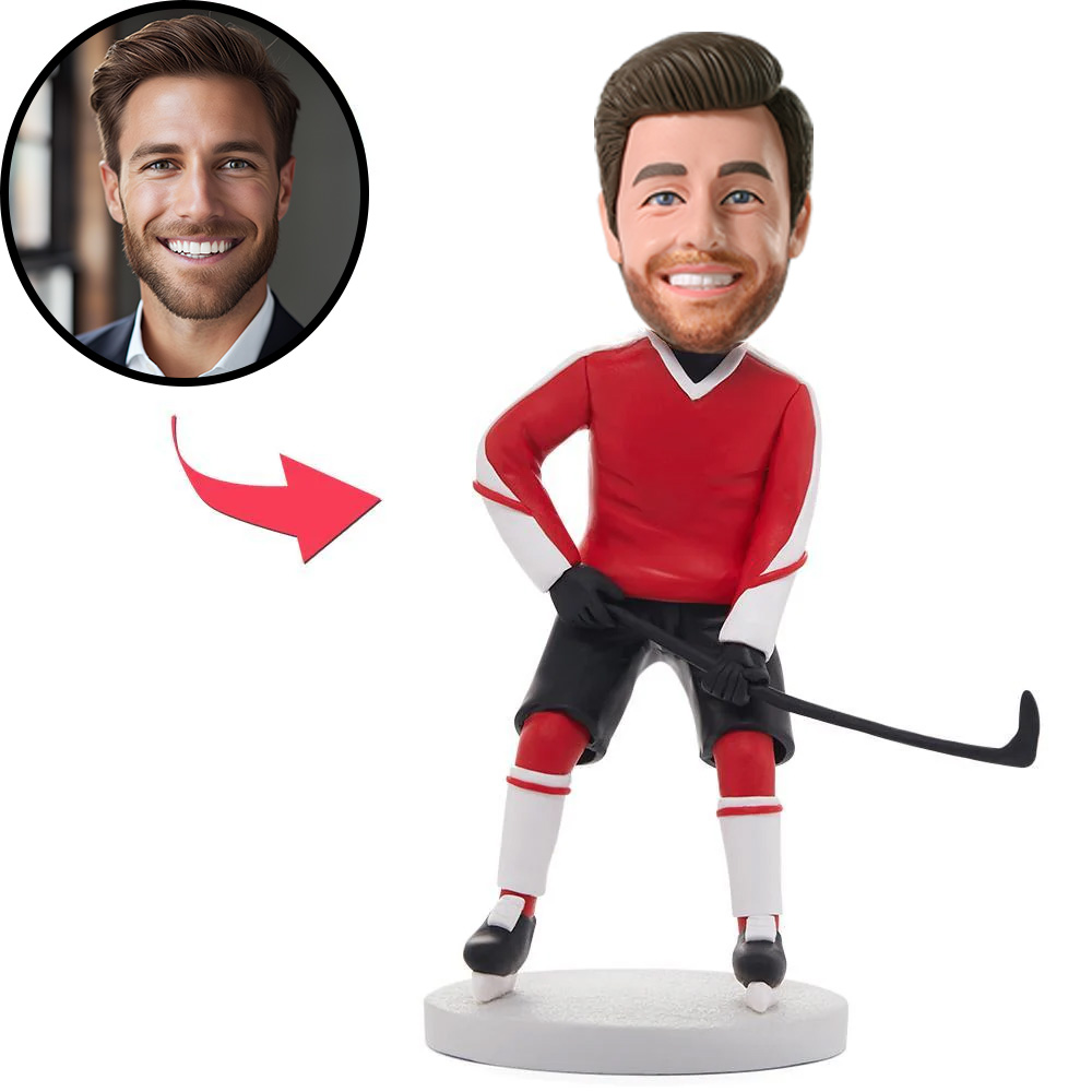 Hockey Player In Red Clothes Custom Bobblehead Gifts for Fans and Players