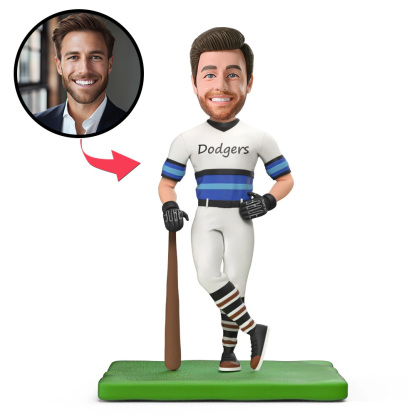 Baseball Lovers Dodgers White Baseball Jersey Custom Bobblehead