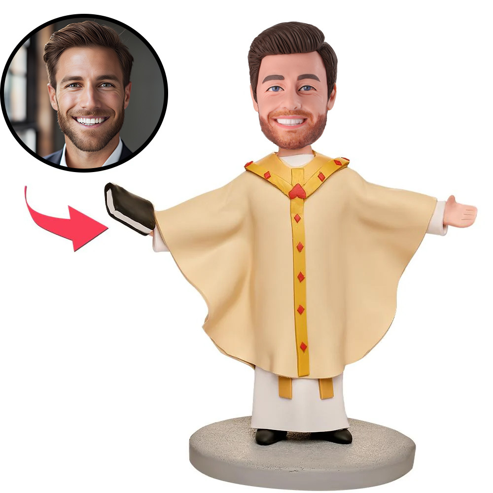 Religious Priest Custom Bobbleheads With Engraved Text