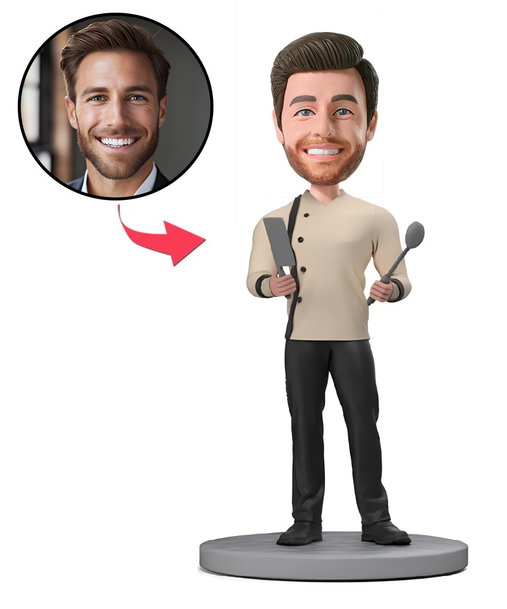 Five Star Chef and Tools Custom Bobblehead With Engraved Text