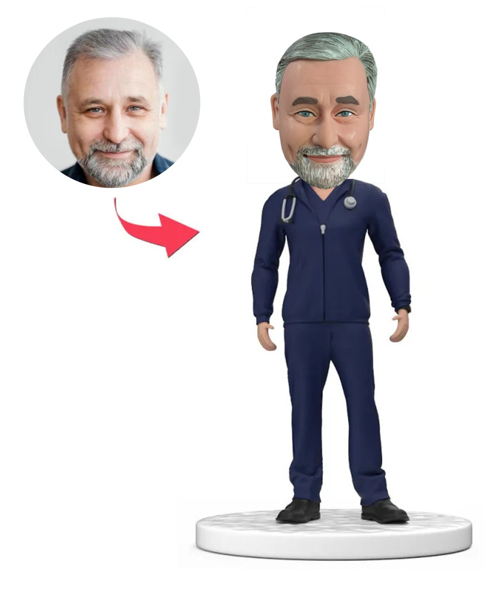 Male Doctor  Custom Bobblehead With Engraved Text