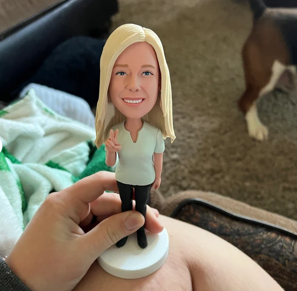 Fully Customizable Female 1 person Custom Bobbleheads With Engraved Text