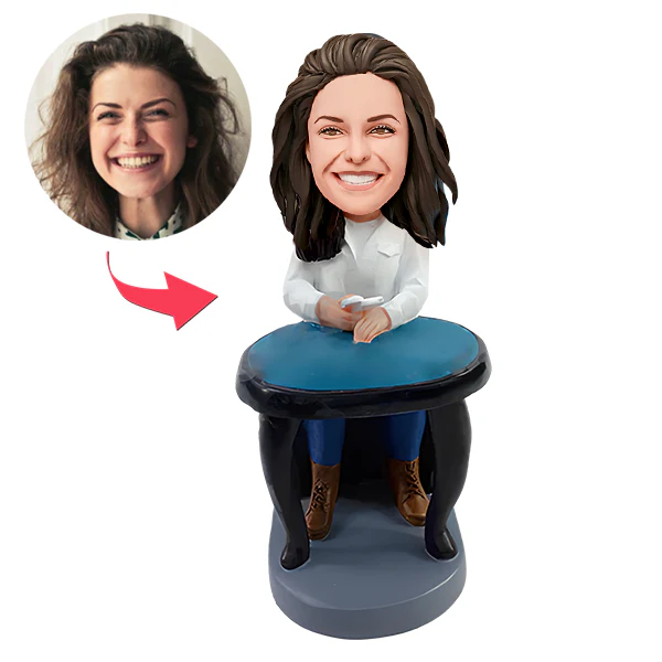 Customized Bobblehead Female Casual Poker Player
