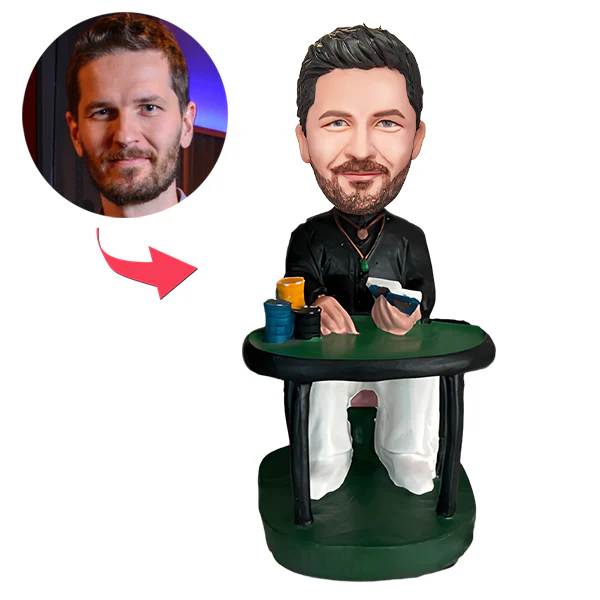 Custom Bobbleheads King of Poker Card Player Gambling Game Lovers Gift