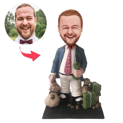Custom Bobblehead Casino Winner With Tons of Cash