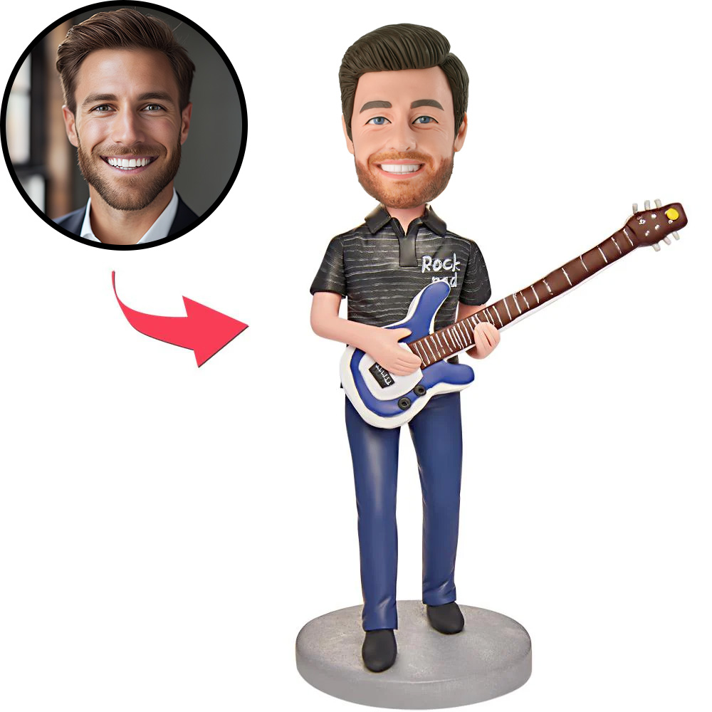 Rock Dad Custom Bobblehead with Engraved Text