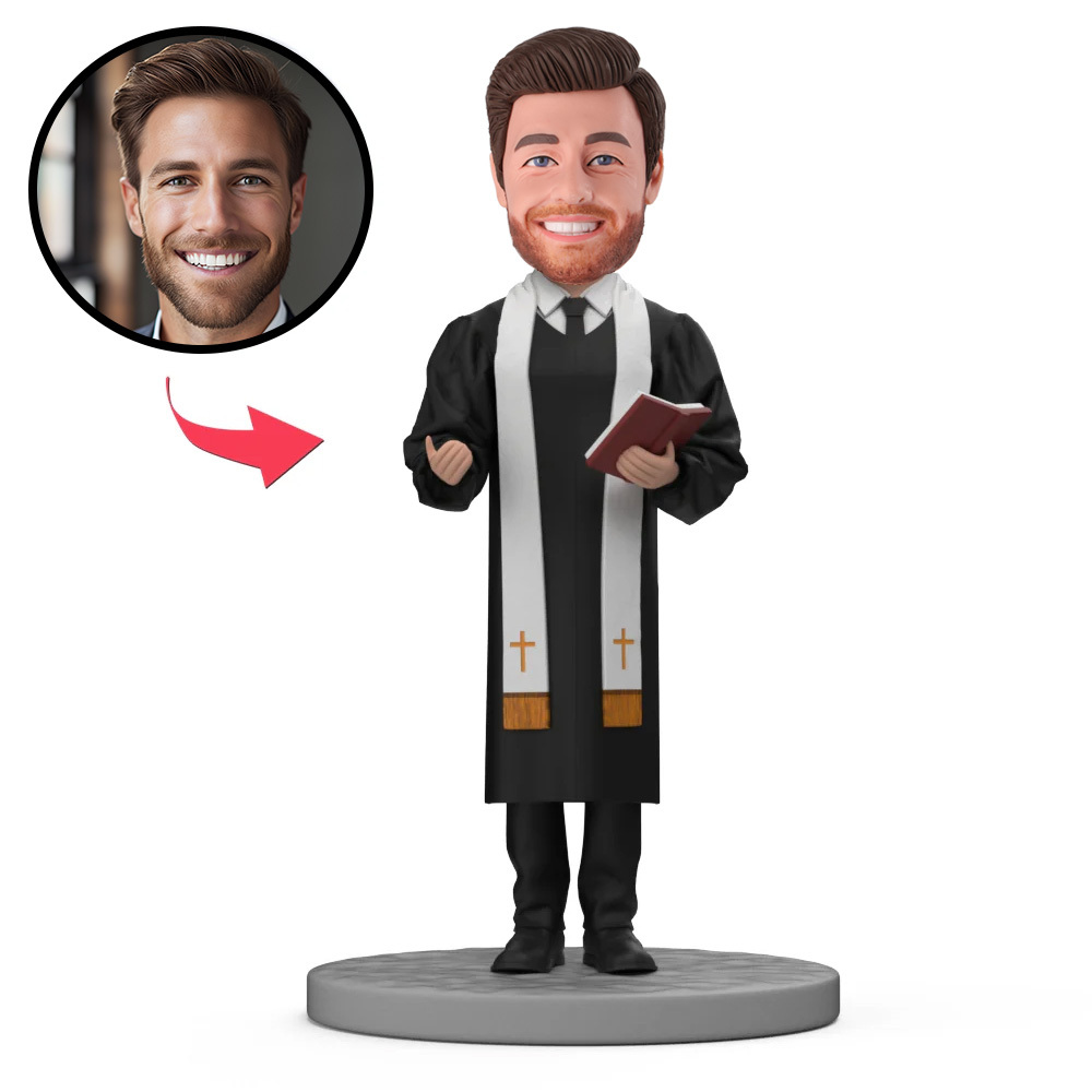 Custom Bobblehead Wedding Priest Holding A Bible