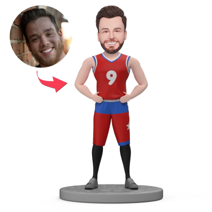 Custom Basketball Bobblehead Wearing Red Jersey Custom Bobblehead