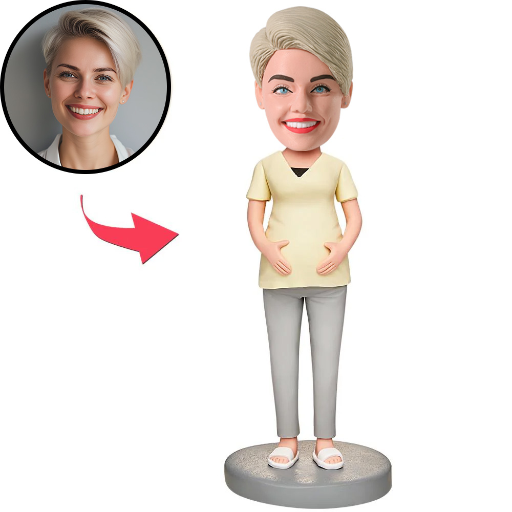 Pregnant Mother Custom Bobbleheads With Engraved Text