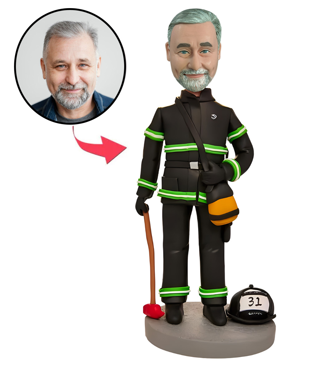 Firefighters Custom Bobblehead With Engraved Text