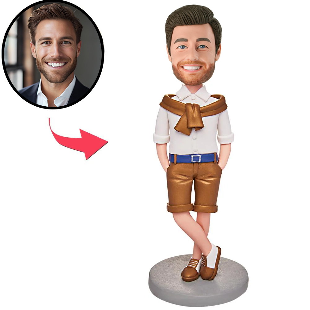 Gentleman Dad Custom Bobblehead with Engraved Text