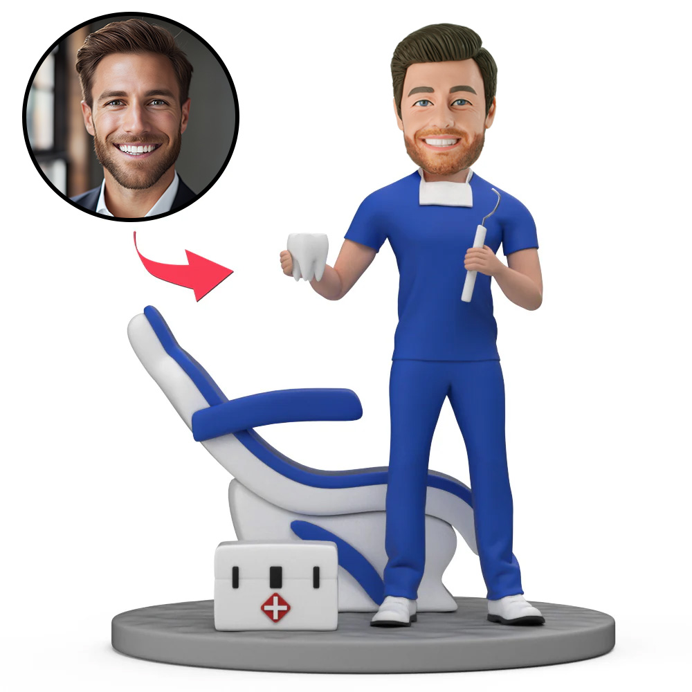 Doctor With Stethoscope Custom Bobblehead With Engraved Text
