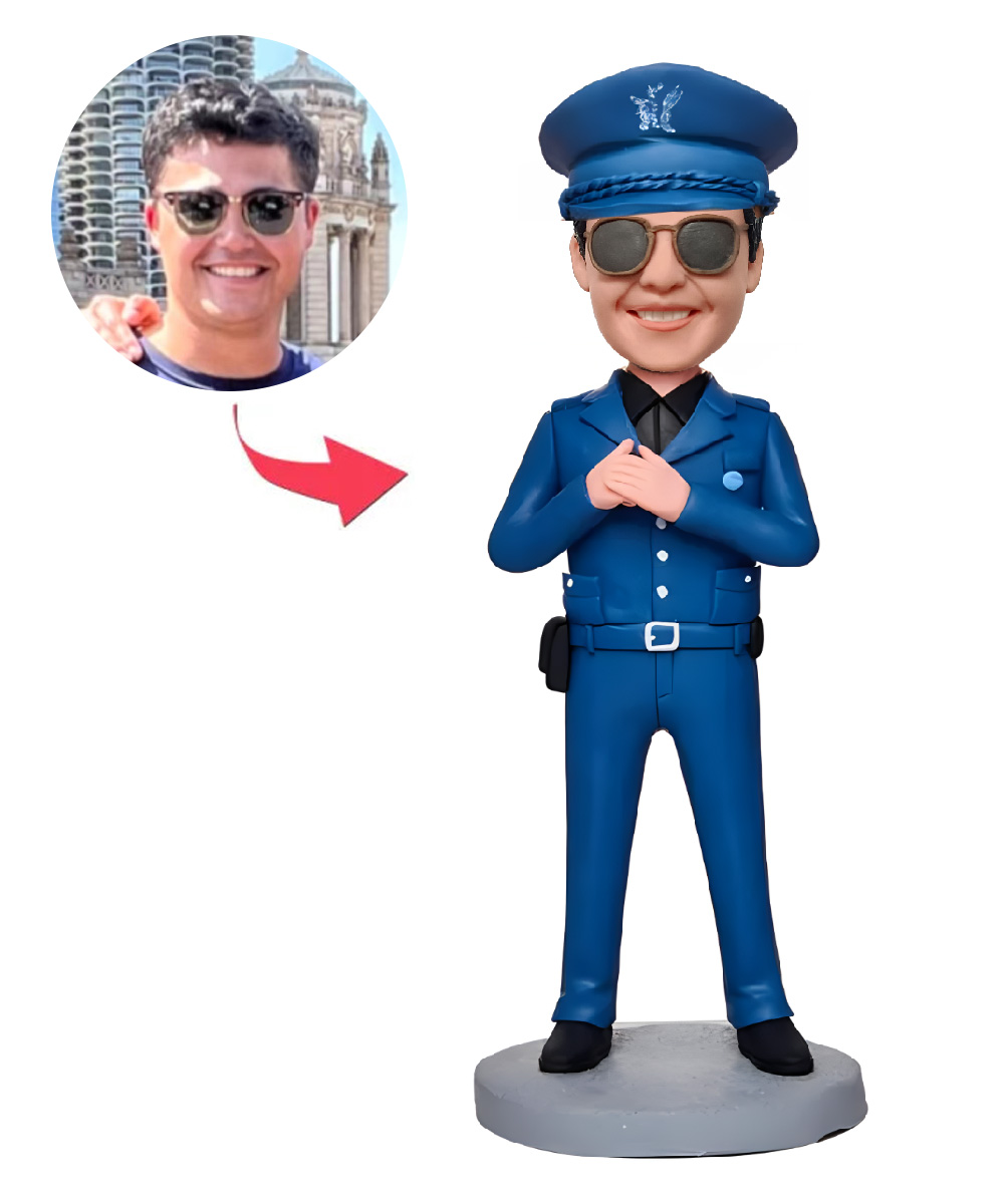 Police Officer Custom Bobblehead With Engraved Text