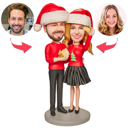 Christmas Gift Couples Taking Photos Custom Bobblehead