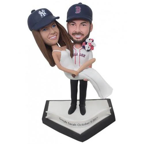 Baseball Sports Bridegroom Holds The Bride Custom Bobblehead