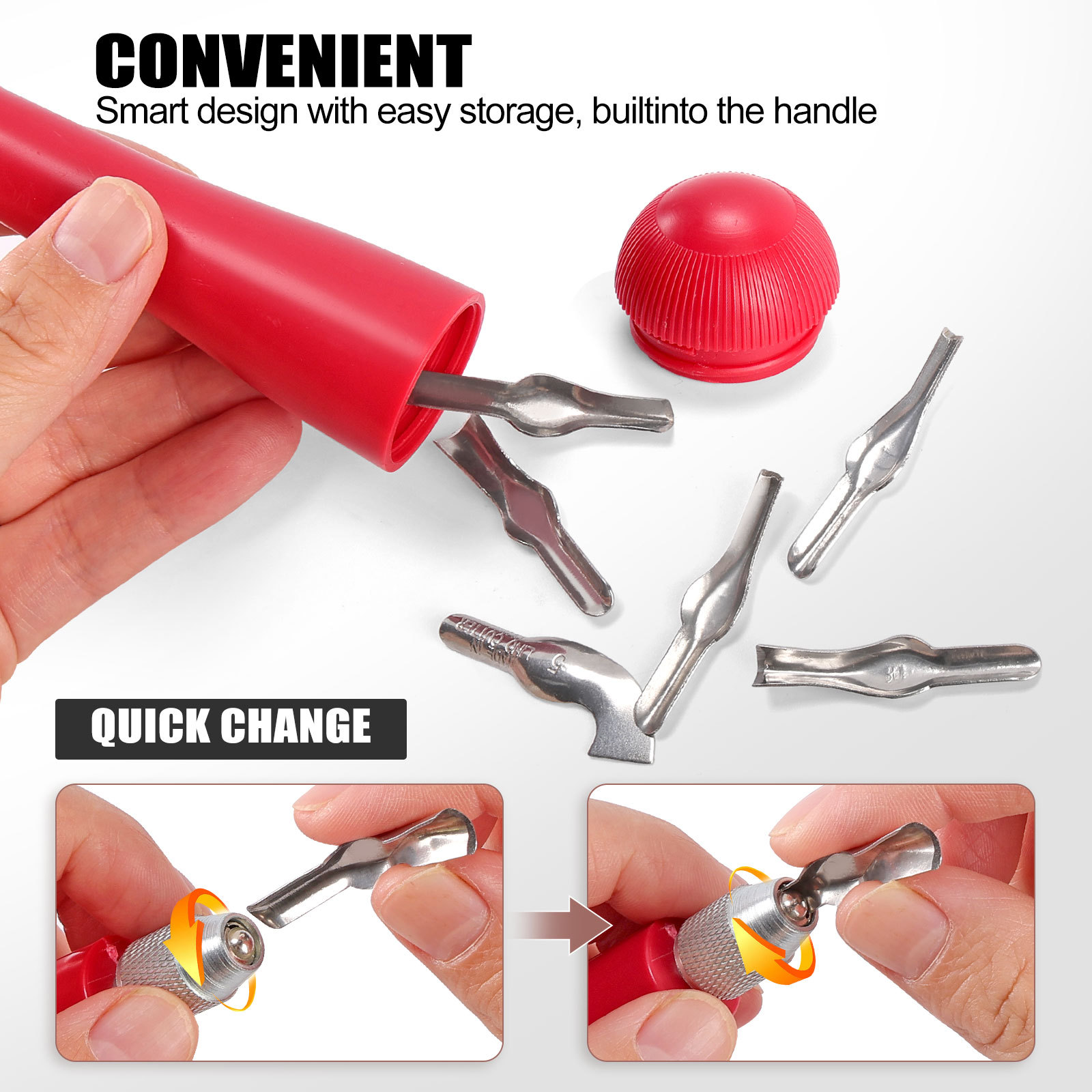 Linocut Carving Tools - Linoleum Cutter Kit with 6 Blades for Block Printing, Stamp Making Carving, Linocut Kit for Printmaking - Arts and Crafts Tools for Beginners