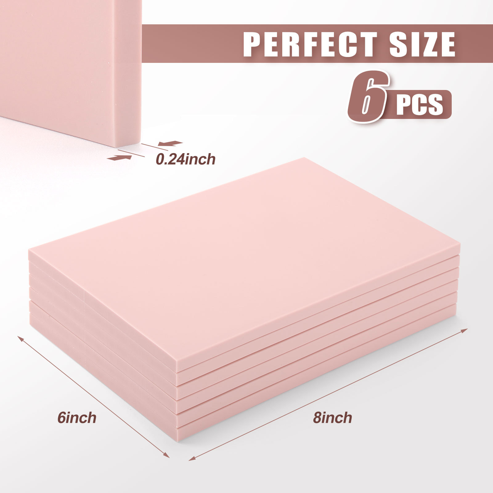 Linoleum Blocks for Printmaking Supplies - 6PCS 8”x6”Rubber Linocut Block Printing Kit for Stamp Carving, Soft Relief Printing Linoleum for DIY 