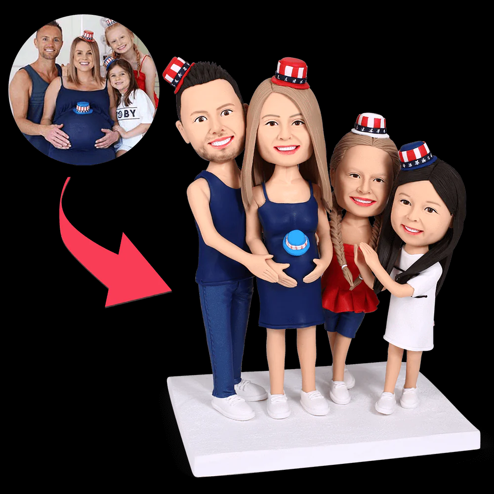 Fully Customizable 4 person Custom Bobblehead With Engraved Text