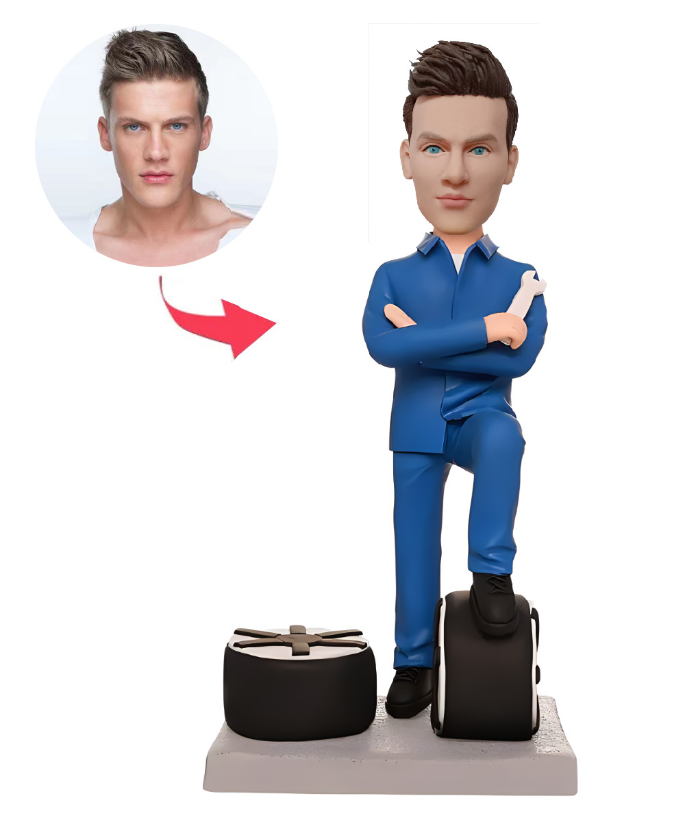 Auto Repairman Custom Bobblehead With Engraved Text