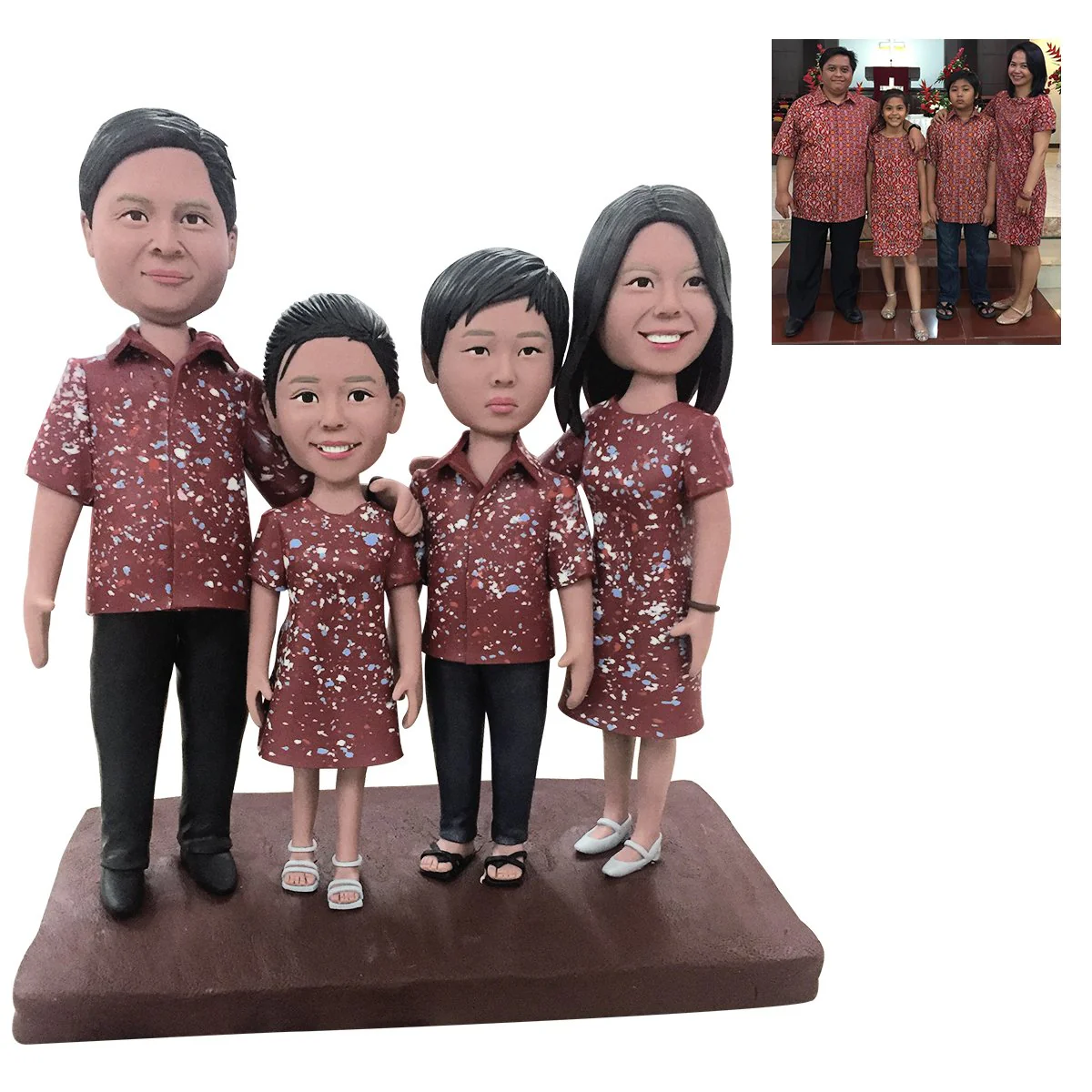 Fully Customizable 4 person Custom Bobblehead With Engraved Text