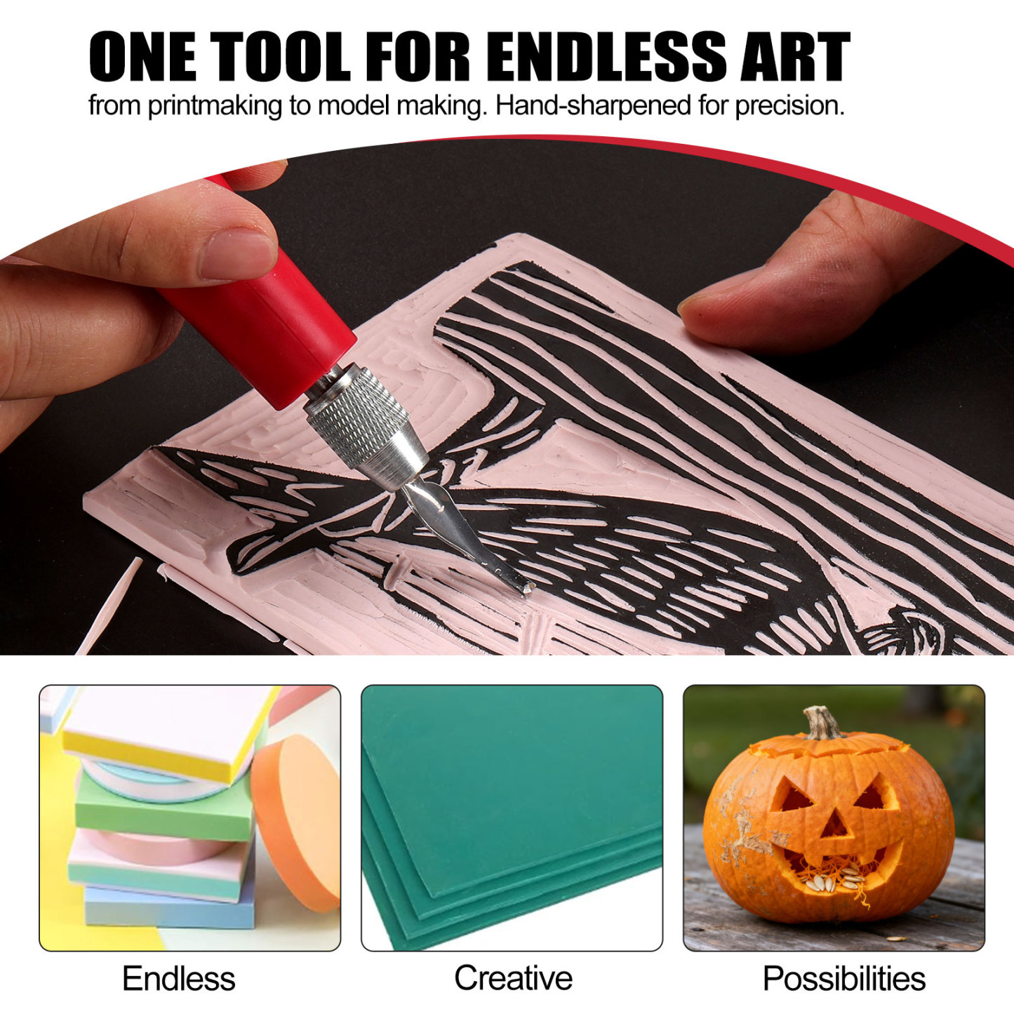 Linocut Carving Tools - Linoleum Cutter Kit with 6 Blades for Block Printing, Stamp Making Carving, Linocut Kit for Printmaking - Arts and Crafts Tools for Beginners