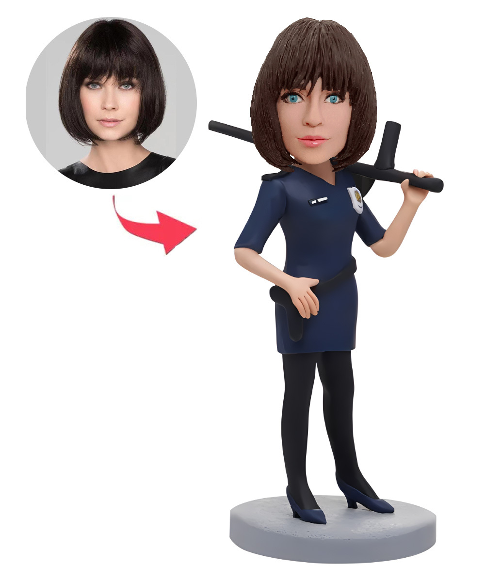 Police-female Custom Bobblehead With Engraved Text