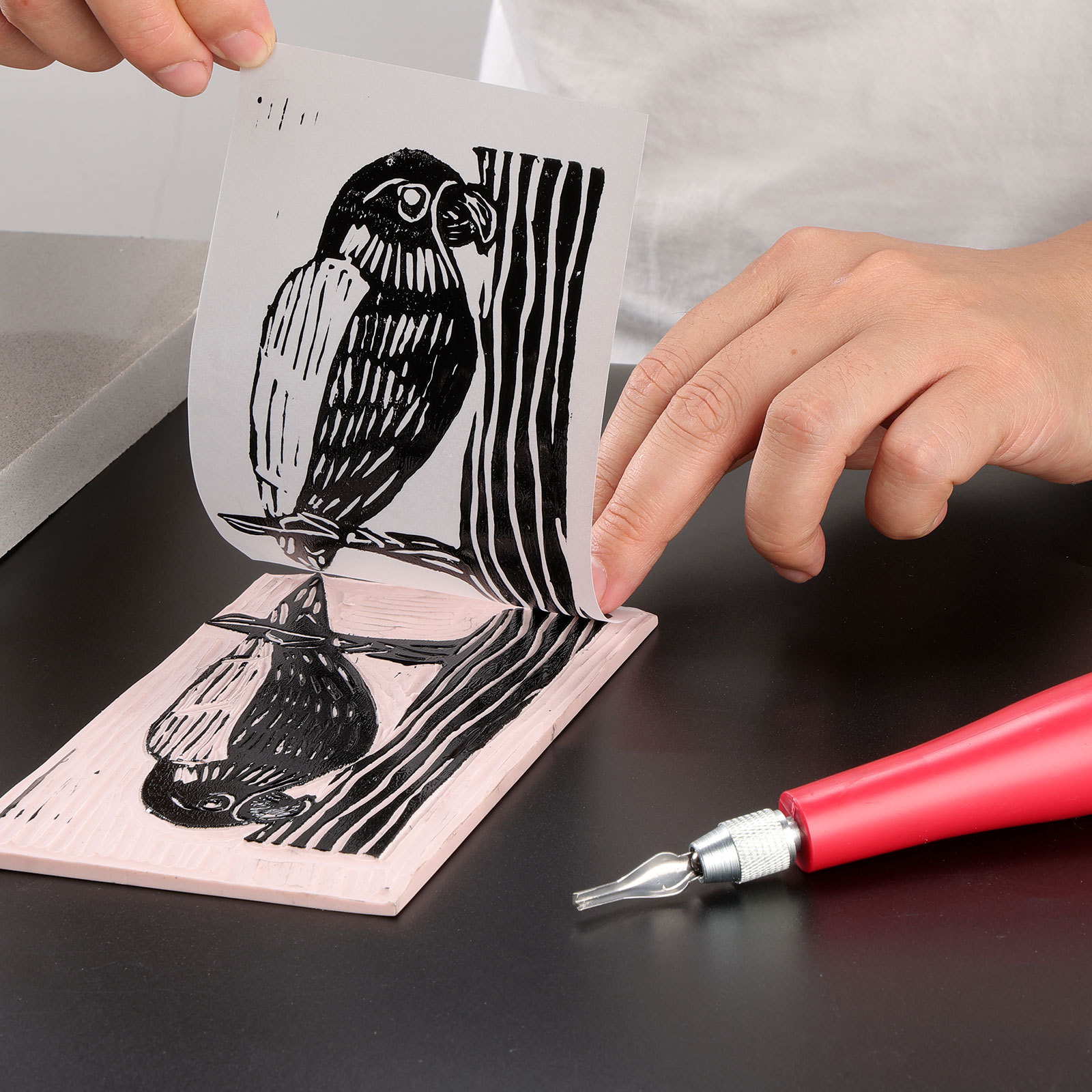 Linocut Carving Tools - Linoleum Cutter Kit with 6 Blades for Block Printing, Stamp Making Carving, Linocut Kit for Printmaking - Arts and Crafts Tools for Beginners