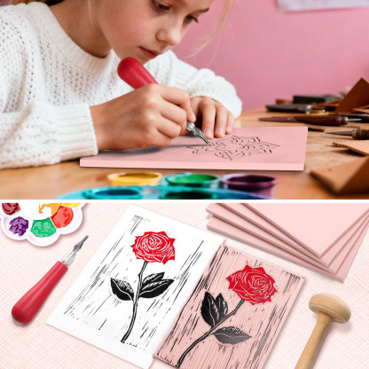 Linoleum Blocks for Printmaking Supplies - 6PCS 8”x6”Rubber Linocut Block Printing Kit for Stamp Carving, Soft Relief Printing Linoleum for DIY 