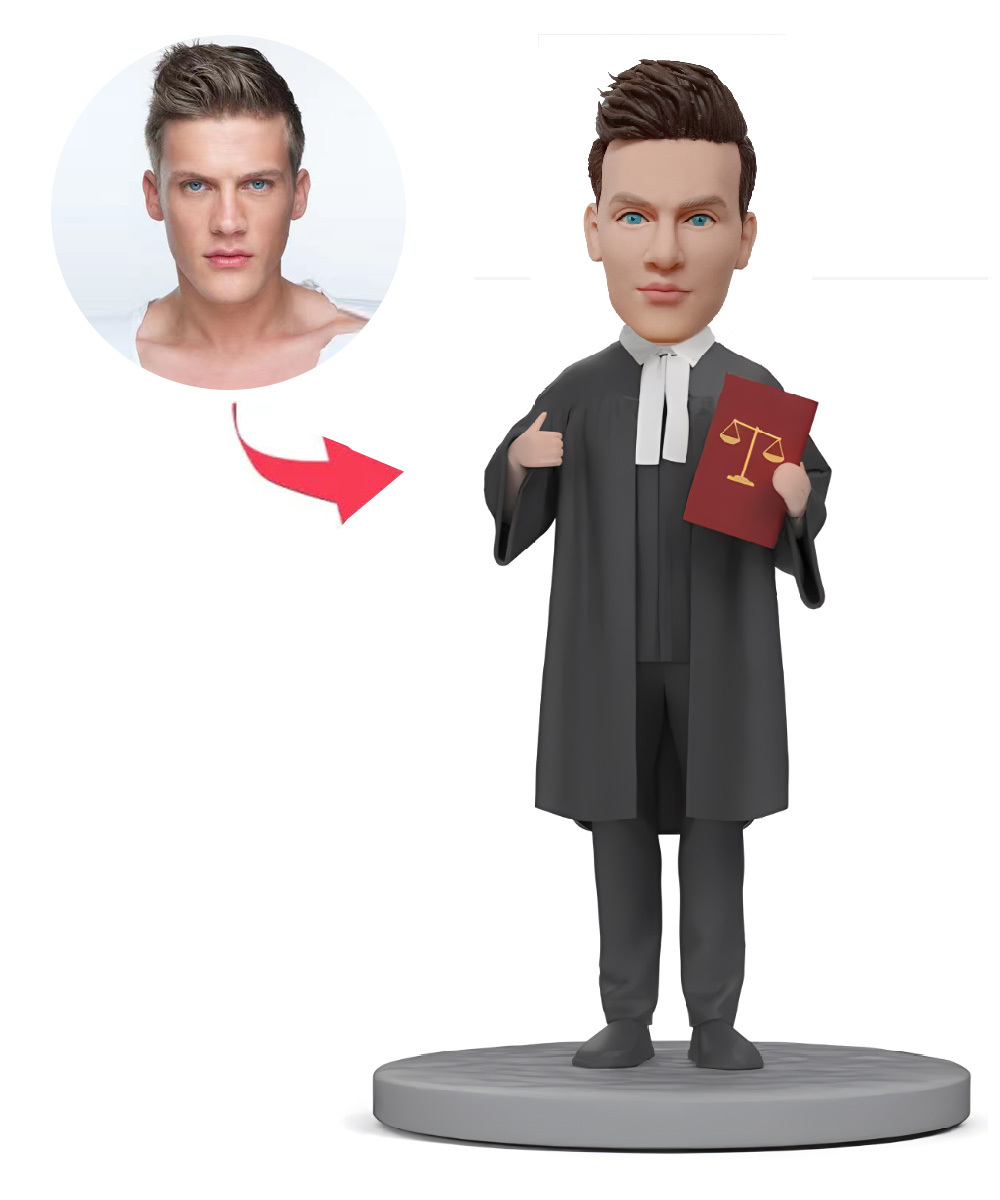 Lawyer Black Robe Fairness and Justice Custom Bobblehead Engraved with Text