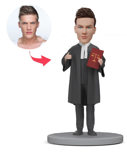 Lawyer Black Robe Fairness and Justice Custom Bobblehead Engraved with Text