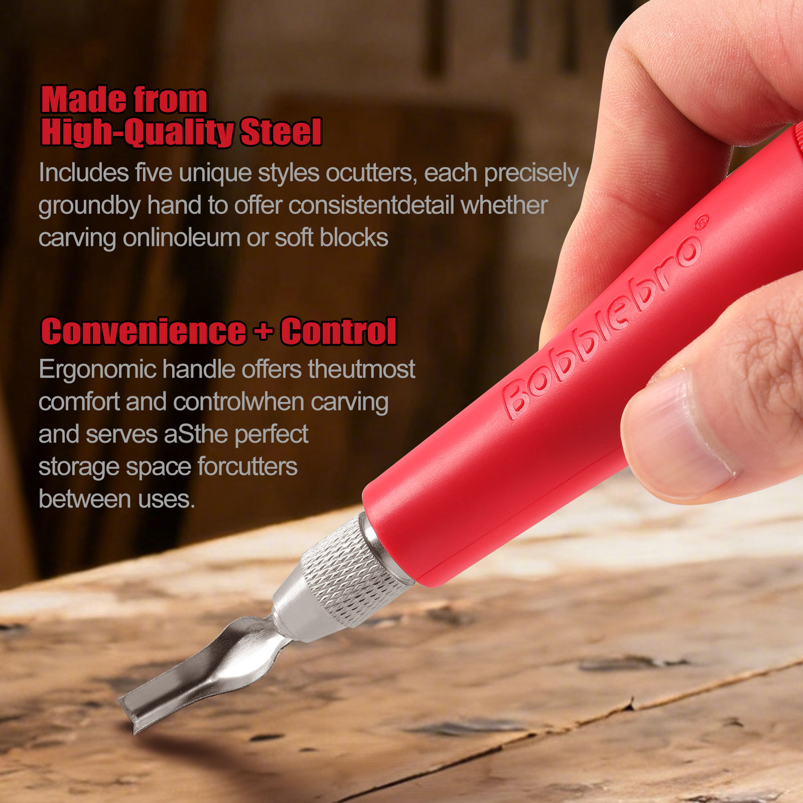 Linocut Carving Tools - Linoleum Cutter Kit with 6 Blades for Block Printing, Stamp Making Carving, Linocut Kit for Printmaking - Arts and Crafts Tools for Beginners