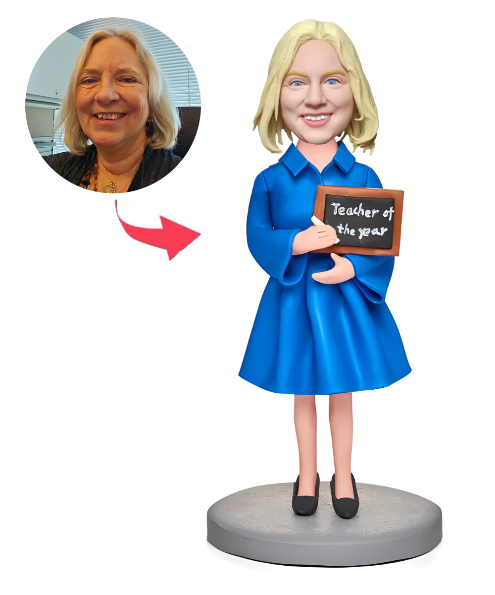 Teacher of The Year Custom Bobblehead With Engraved Text