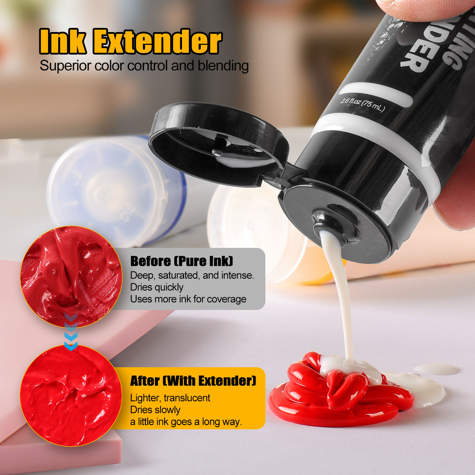 Linoleum Blocks for Printmaking, Stamp Making Carving Linocut Kit for Kids DIY Gift, Rubber Stamp Carving Screen Printing Kit with 4 Colors Block Printing Ink, Rubber Block, Linocut Tools