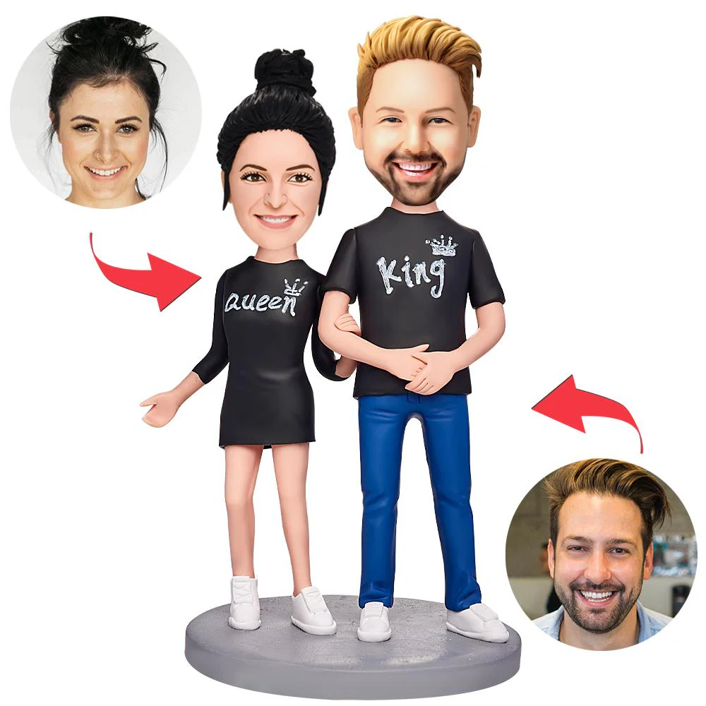 Queen And King Couple Shirts Custom Bobbleheads