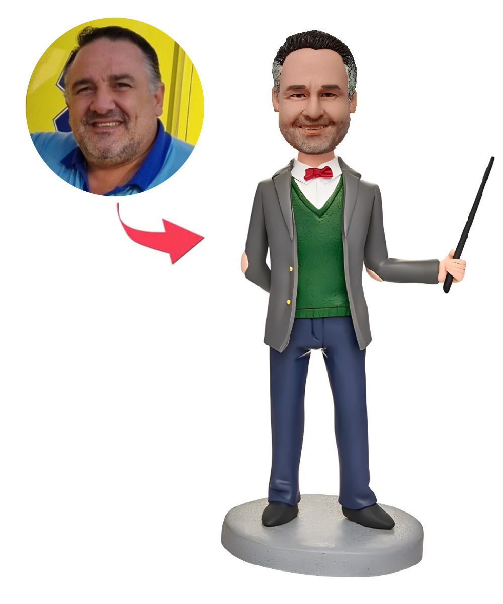 Male Teacher Lecturing Custom Bobblehead With Engraved Text