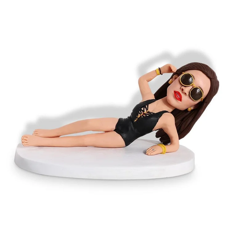 Lady Half Lying Custom Bobblehead With Engraved Text