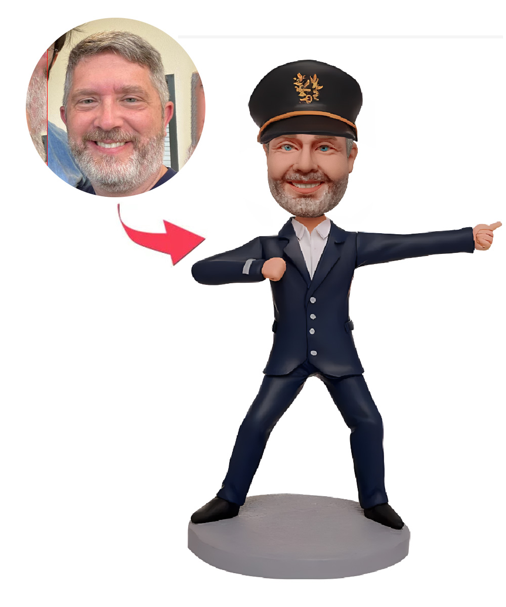 Male Traffic Police Directing Traffic Custom Bobblehead With Engraved Text
