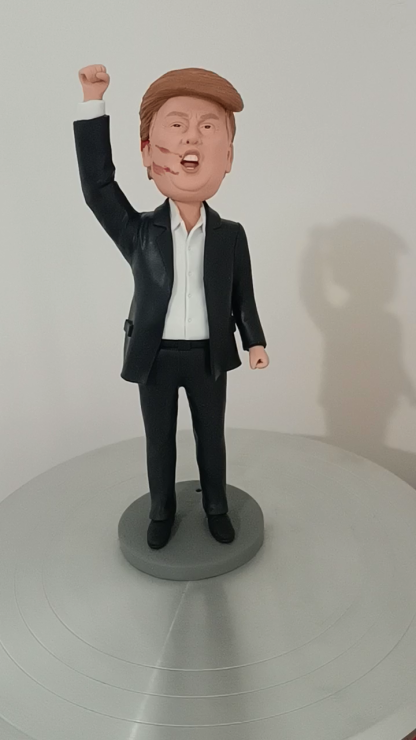 Official Stand With Donald Trump"Keep Fighting" Shot Fired Blue Suit Custom Bobblehead