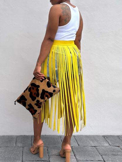 Stunning Yellow Tassel Belt